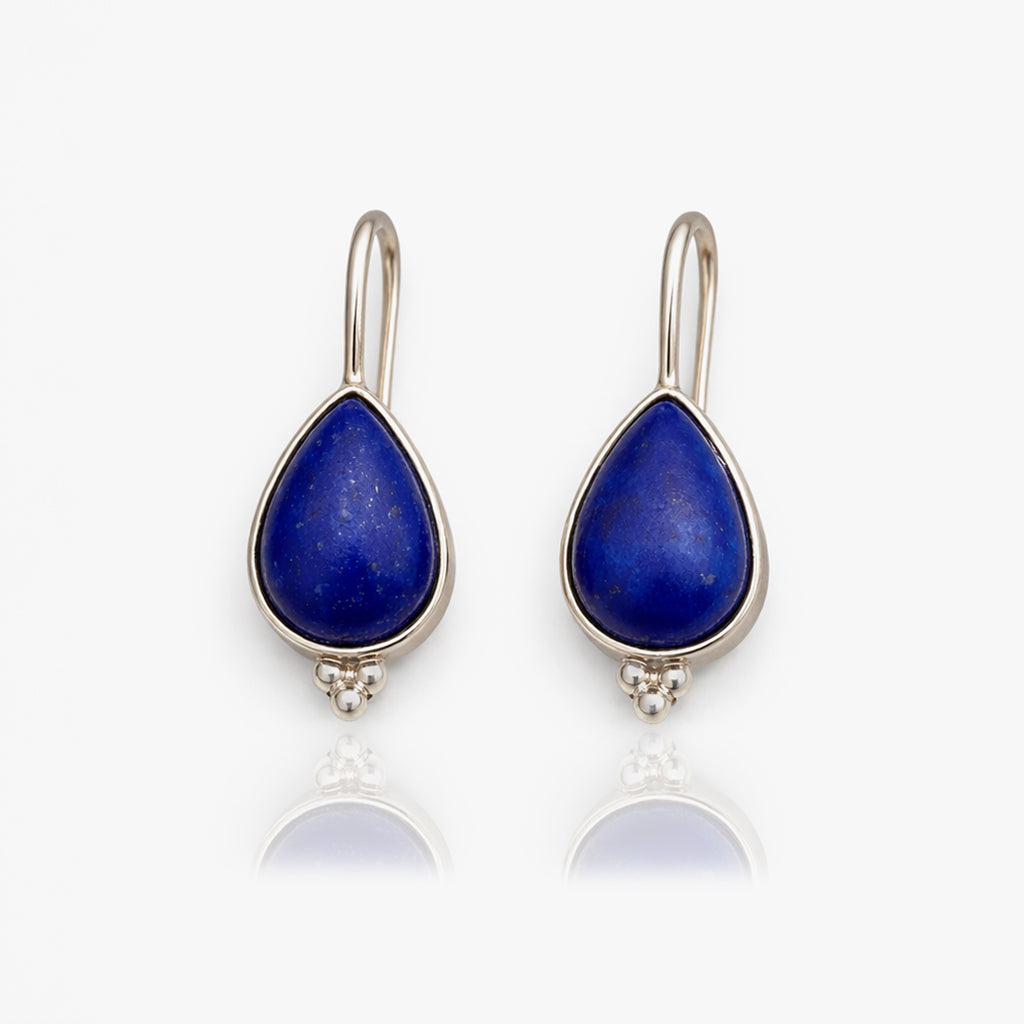 Lapis lazuli oorbellen van 925 sterling zilver met druppelvormige edelstenen
