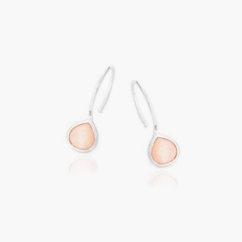 Roze maansteen oorbellen Lumina van 925 sterling zilver met stenen van 6 mm